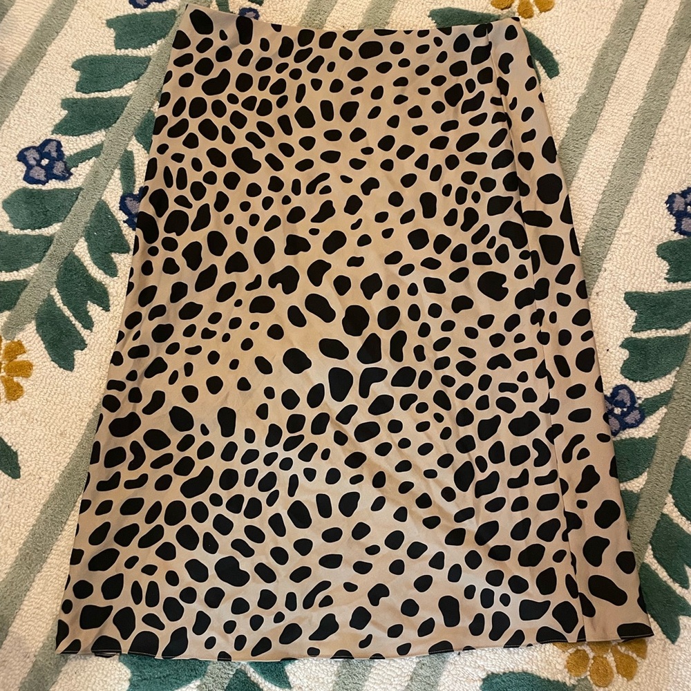 Theory Black and Tan Animal Print A-Line Skirt